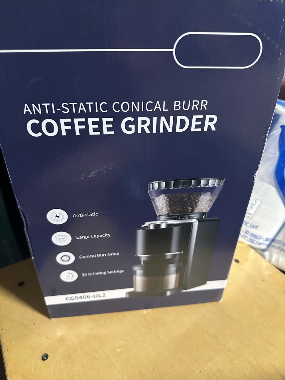 Anti-Static Conical Burr Coffee Grinder - Black